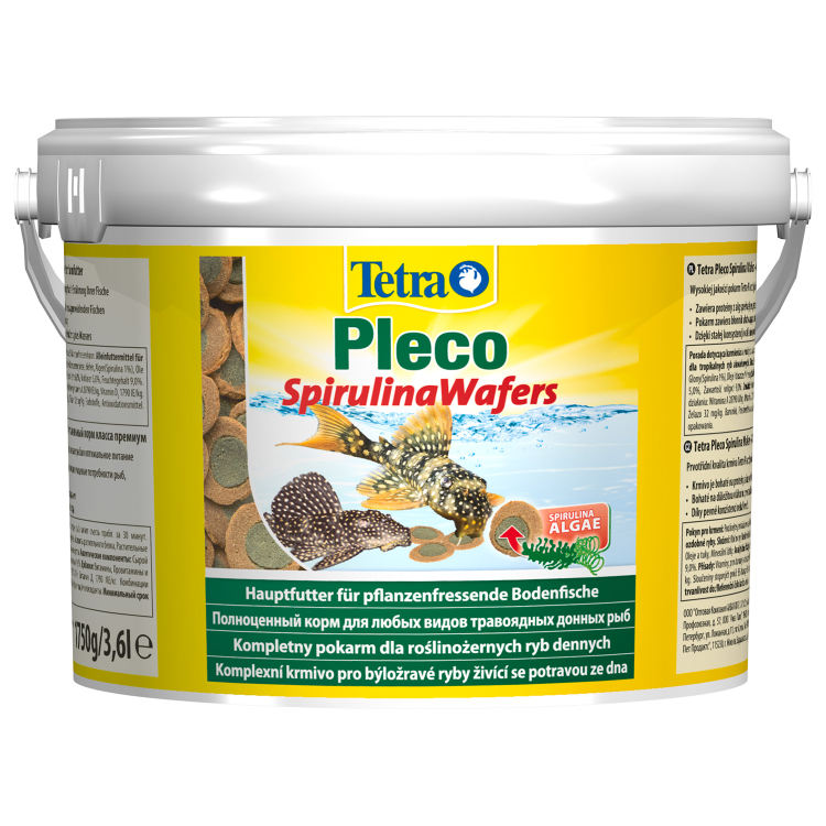 Tetra (Тетра) Pleco Spirulina Wafers Корм для всех видов травоядных донных рыб, вэйферсы, 3,6 л/1750 г