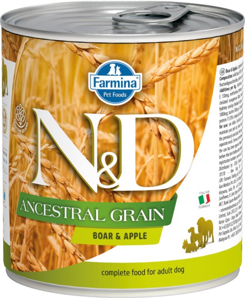 Farmina N&amp;D (Фармина НД) Ancestral Grain Консервы низкозерновые для собак всех пород с кабаном с яблоками 285 г