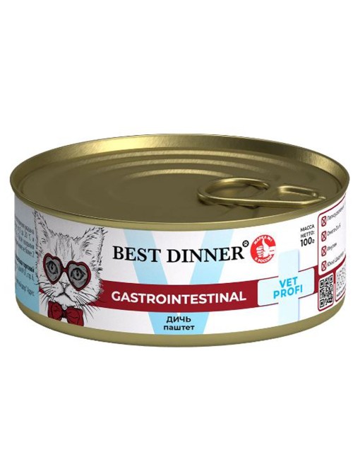 Best Dinner Exclusive Vet Profi Gastrointestinal Консервы для кошек с чувствительным пищеварением, с дичью 100 г