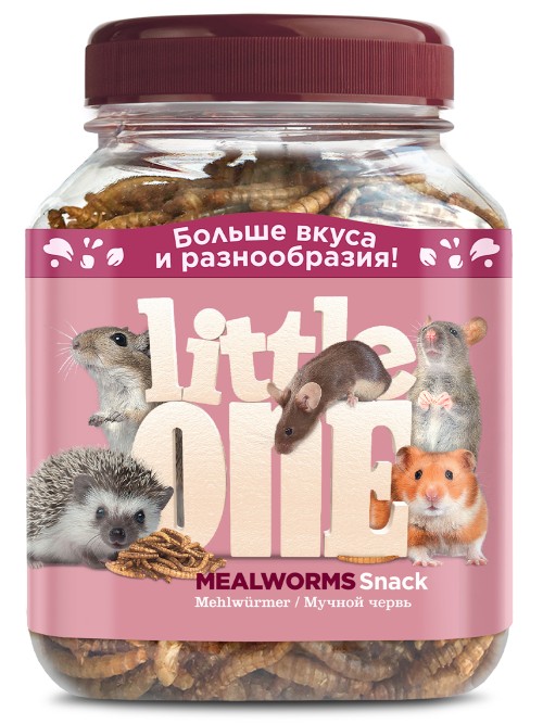 Little One (Литл Ван) Лакомство для всеядных грызунов "Мучной червь", 70 г (банка)