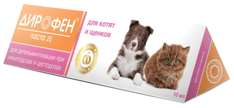 Дирофен паста 20, для котят и щенков, хорьков и декоративных грызунов, 10 мл