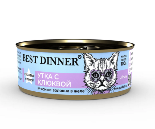 Best Dinner Exclusive Vet Profi Urinary Консервы для кошек для профилактики МКБ, с уткой и клюквой, 100 г
