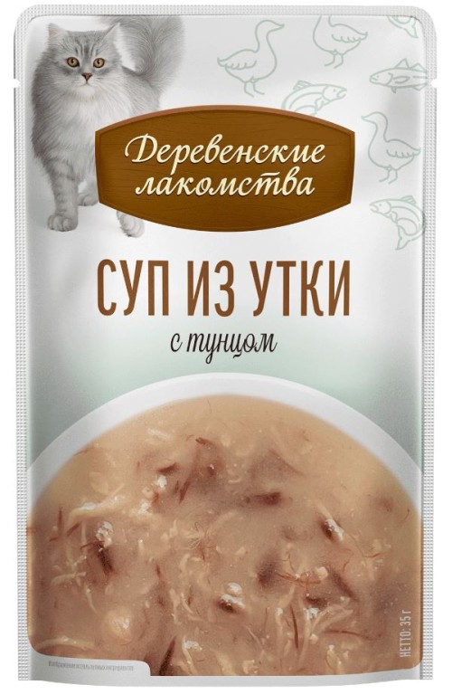 Суп из утки с тунцом для кошек, 35 г Деревенские лакомства