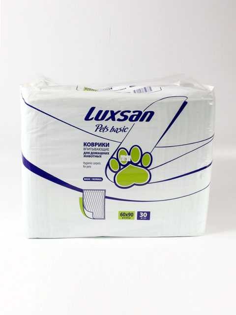 Коврики впитывающие для домашних животных, 60х90 см 30 шт Luxsan Basic 