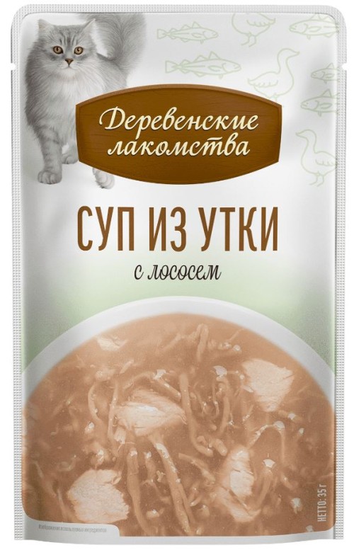 Суп из утки с лососем для кошек, 35 г Деревенские лакомства