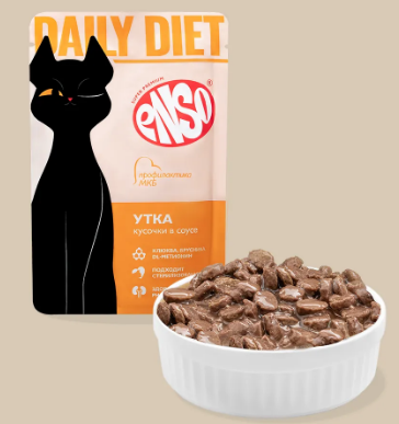 Enso Daily Diet Влажный корм для взрослых кошек для профилактики МКБ, с уткой в соусе, 85 г