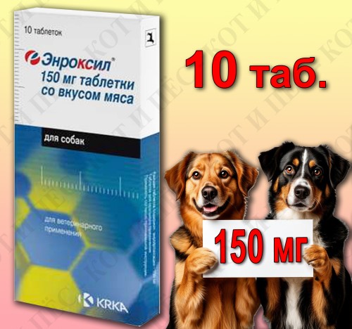 Энроксил для собак, 10 табл. х 150 мг со вкусом мяса, KRKA