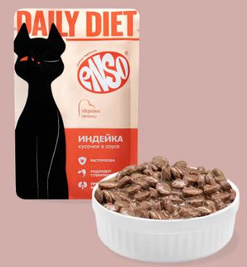 Enso Daily Diet Влажный корм для взрослых кошек для здоровья печени, с индейкой в соусе, 85 г