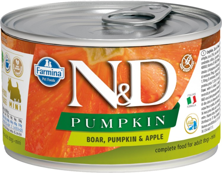 Farmina N&D (Фармина НД) Pumpkin Mini Консервы беззерновые для взрослых собак мелких пород с кабаном, тыквой и яблоками 140 г